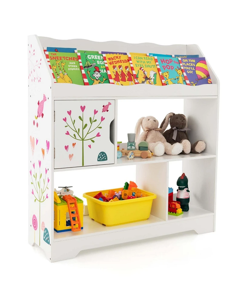 Toy Storage Organizer Display Stand 3-In-1 Kids Shelf with Book