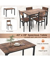 5 Piece Dining Table Set Industrial Style Kitchen Table & Chairs for 4