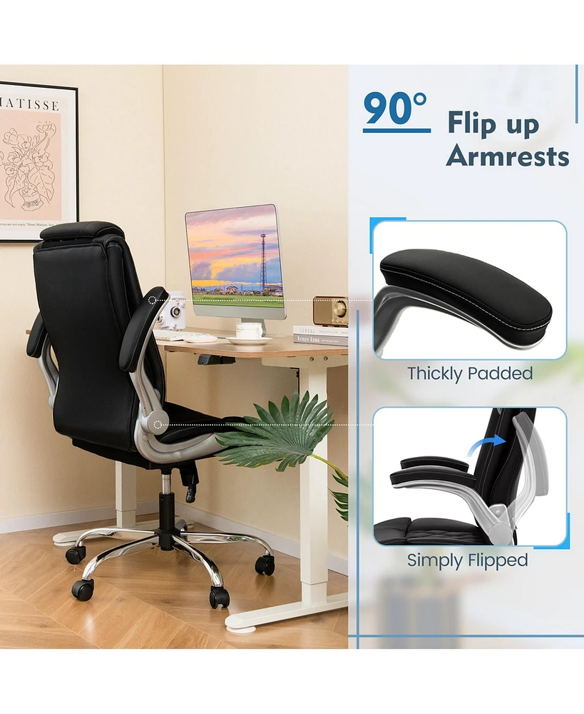 Pu Leather Office Chair Height Adjustable Executive Chair with Adjustable Headrest