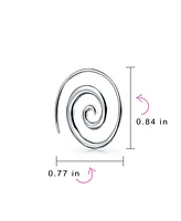 Bling Jewelry Geometric Tribal Swirl Wire Spiral Hoop Threader Earrings Sterling Silver