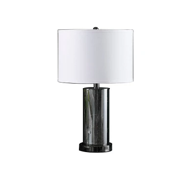 Streamdale Furniture 21.25" In Cynx Led Night Light Mid-Century Glass Black Chrome Table Lamp
