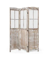 6FT Retro 3-Panel Room Divider Folding Privacy Screen Freestanding Wall Divider