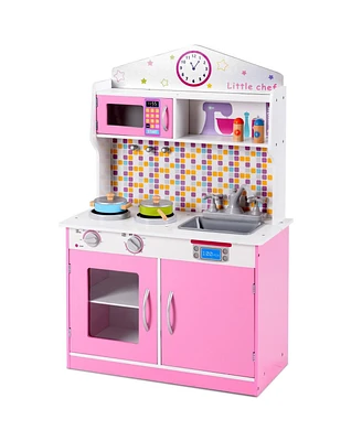 Sugift Kid's Wooden Pretend Cooking Play Kitchen Set