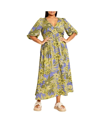 City Chic Plus Daydream Print Maxi Dress