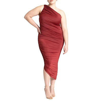 Eloquii Women's Ruched One Shoulder Dress