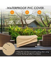 8PCS Patio Rattan Furniture Set Fire Pit Table Tank Holder Cover Deck