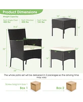 8PCS Patio Rattan Furniture Set Sofas Ottomans Cushioned Table Free Combination