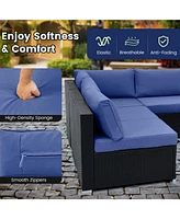 10 Pcs Patio Rattan Furniture Set Outdoor Wicker Sofa Table Cushioned Seat