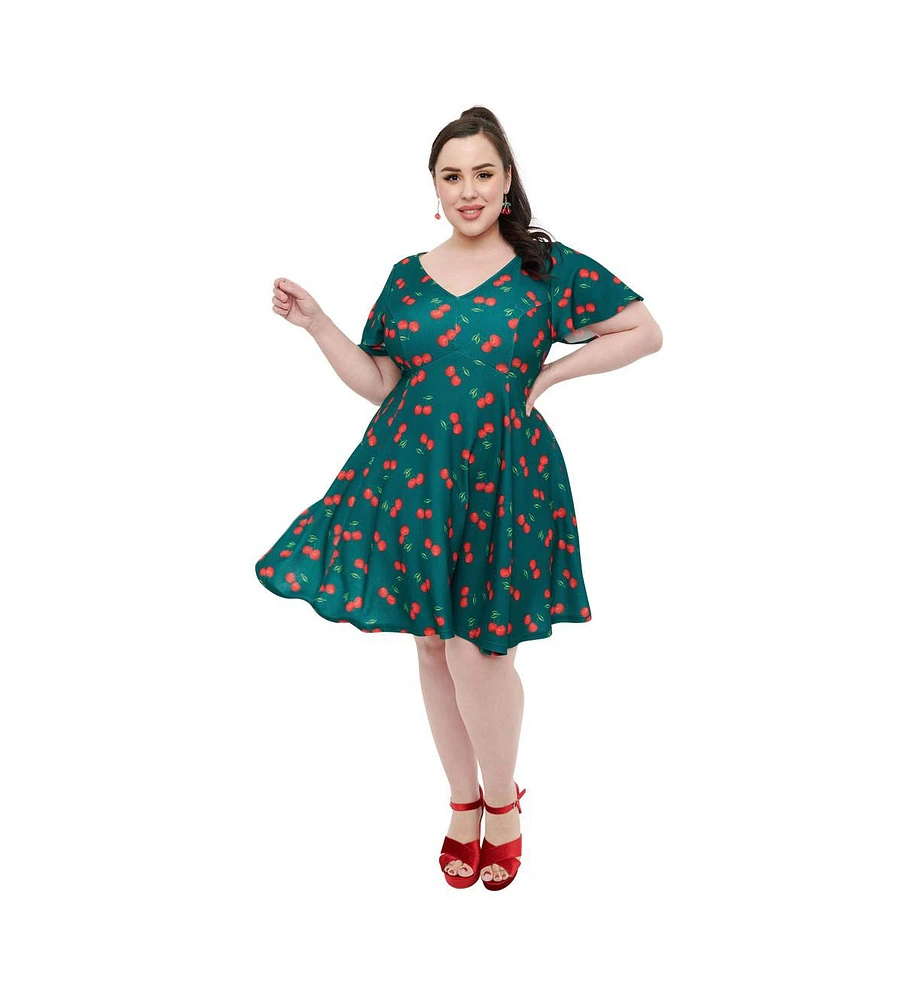 Unique Vintage Plus Size 1950s Poppy Flare Dress