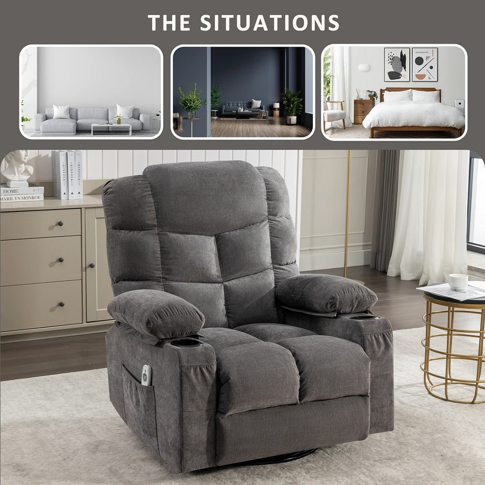 Ultimate Massage Recliner 8 Adjustable Points, Heating, Rocking, Cozy Fabric