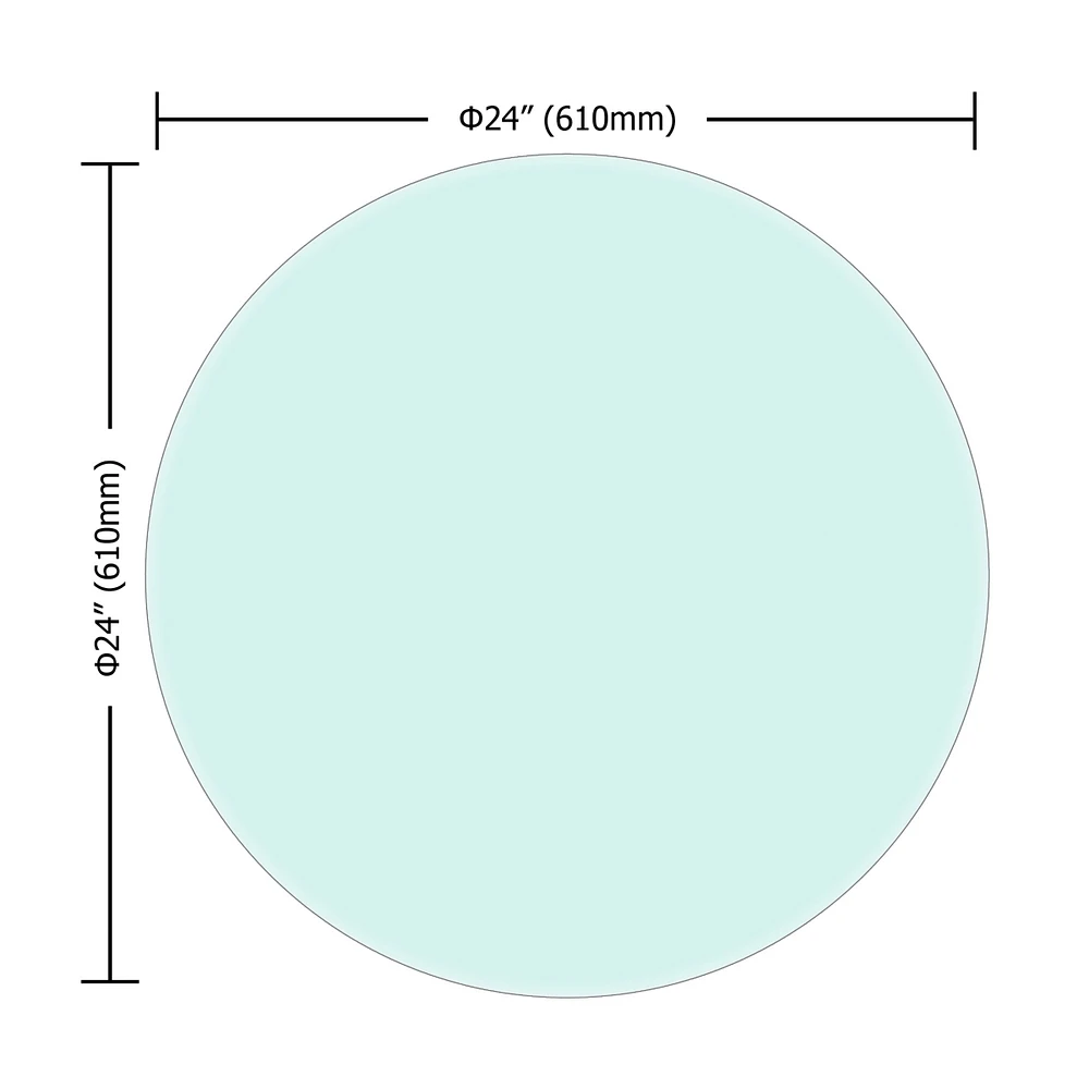 24 Inch Round Tempered Glass Table Top Clear Glass 3/8" Inch Thick Beveled Polished Edge