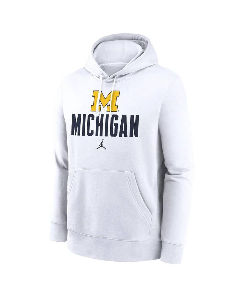 Jordan Men's White Michigan Wolverines Primetime Club Fleece Pullover Hoodie