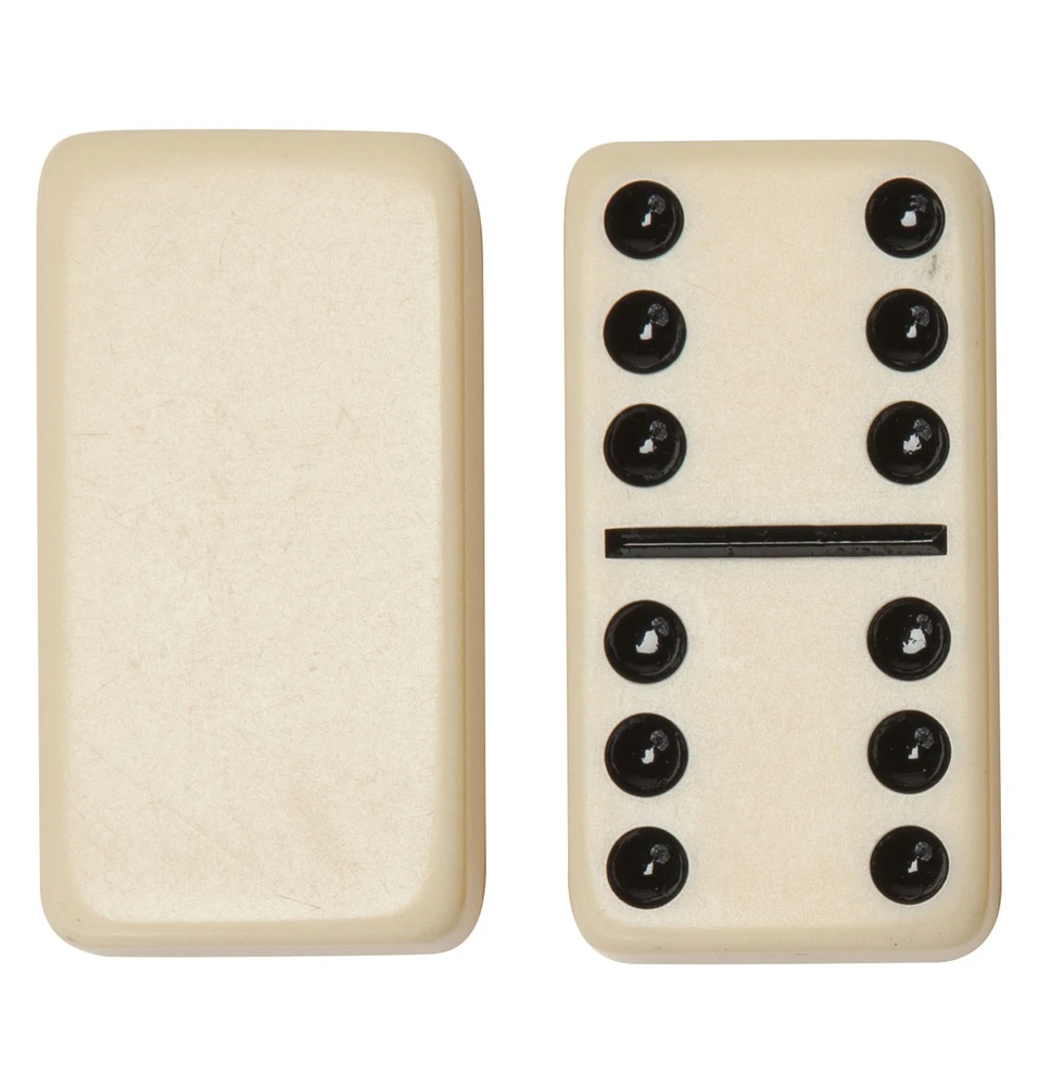We Games Double 6 Dominoes - Ivory with Black Vinyl Case