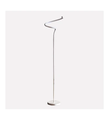 52.5-Inch Led Matte White Curvilinear S-Curve Spiral Tube Angled Floor Lamp