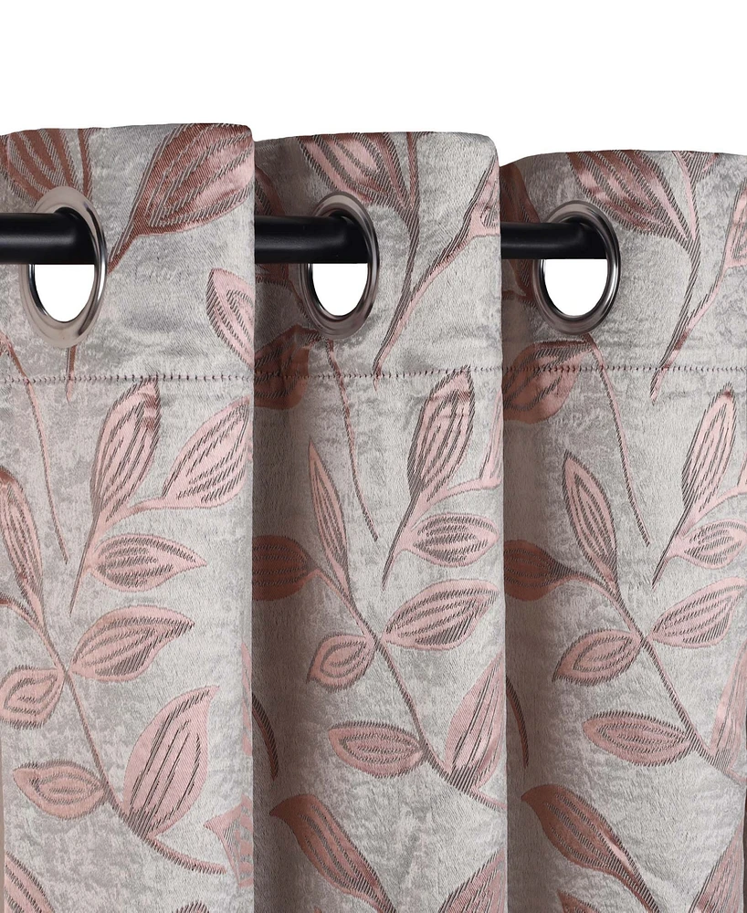 Superior Modern Leaves 8 Curtain Panels Set with Grommet Header, 42 X 84