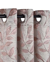 Superior Modern Leaves 8 Curtain Panels Set with Grommet Header, 42 X 84