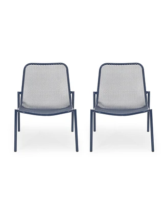 Stackable Matte Navy Blue Iron Chairs for Sun-Soaked Summer Days