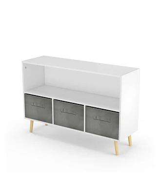 Kids Bookcase with Fabric Drawers & Toy Storage