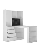 Space-Saving L-Shaped Desk with Ample Workspace, Built-In Charging Station