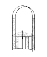 Outsunny 7.5 Metal Garden Arch w/ Double Gate, Garden Arbor Trellis,