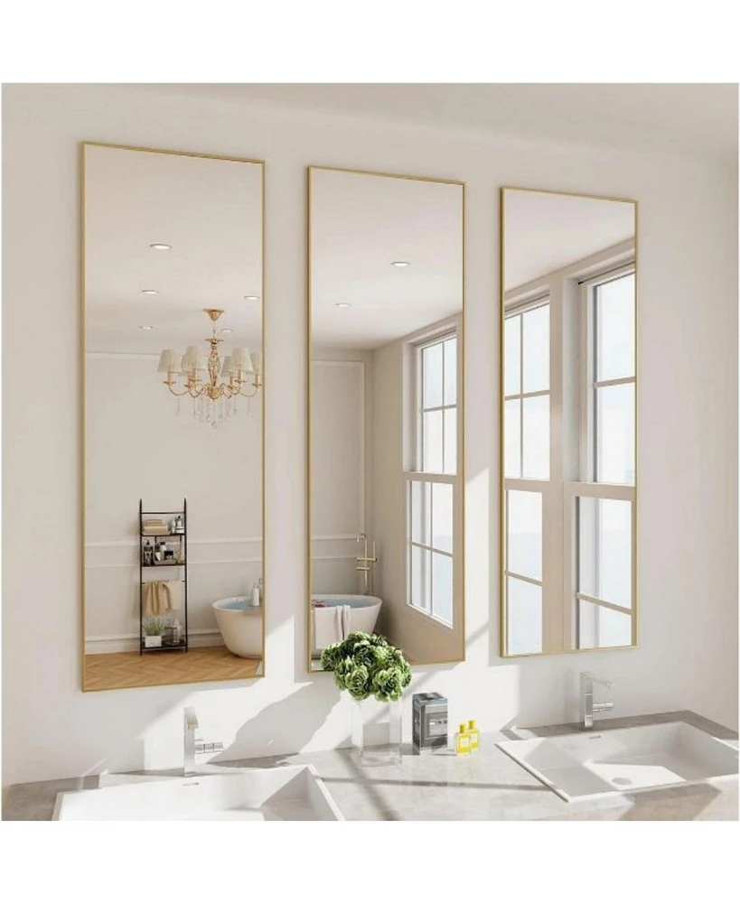 Homlux Rectangular Wall Mounted Mirror 16"x50" in Gold