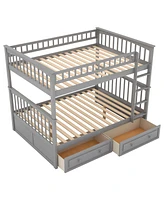 Full Over Full Bunk Bed With Drawers, Convertible Beds