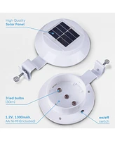 Outdoor 3 Led Solar Power Garden Gutter Light IP44 Cool White Yard Doorway Fence Lamp with Bracket