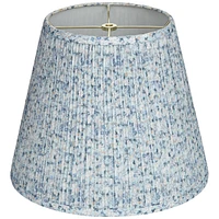 Hardback Pleated Empire Lamp Shade Blue White Floral Medium 8" Top x 13" Bottom x 11" Slant x 10.75" High Spider with Replacement Harp and Finial Fitt