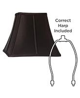 Medium Square Curved Black Lamp Shade 6" Top x 11" Bottom x 9.75" Height (Spider) Replacement with Harp and Finial - Springcrest