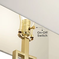 Sonia Modern Table Lamps 29 1/2" Tall Set of 2 with Dual Usb Charging Ports Gold Metal White Rectangular Shade for Bedroom Living Room House Beds
