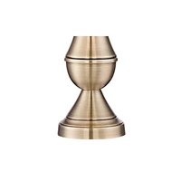 Becky Traditional Table Lamps 24.75" High Set of 2 Antique Brass Gold Metal Beige Tapered Drum Shade Decor for Living Room Bedroom House Bedside