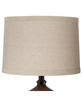 Set of 2 Taupe Natural Linen Medium Drum Lamp Shades 15" Top x 16" Bottom x 11" High (Spider) Replacement with Harp - Springcrest