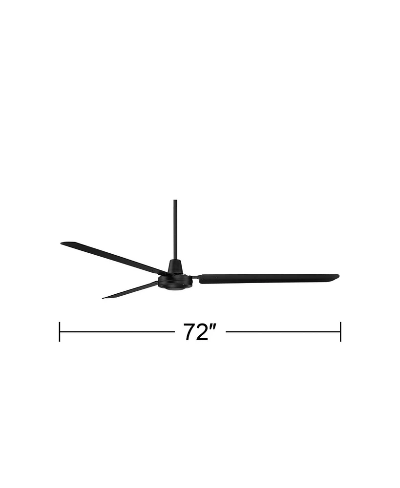 Casa Vieja 72" Casa Velocity Large Modern Industrial Indoor Outdoor Ceiling Fan 3 Blade Wall Control Matte Black Finish Metal Blades Bedroom Living Ro