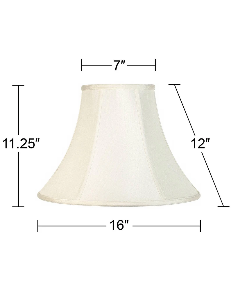 Set of 2 Bell Lamp Shades Cream Medium 7" Top x 16" Bottom x 12" High Spider with Replacement Harp and Finial Fitting - Springcrest