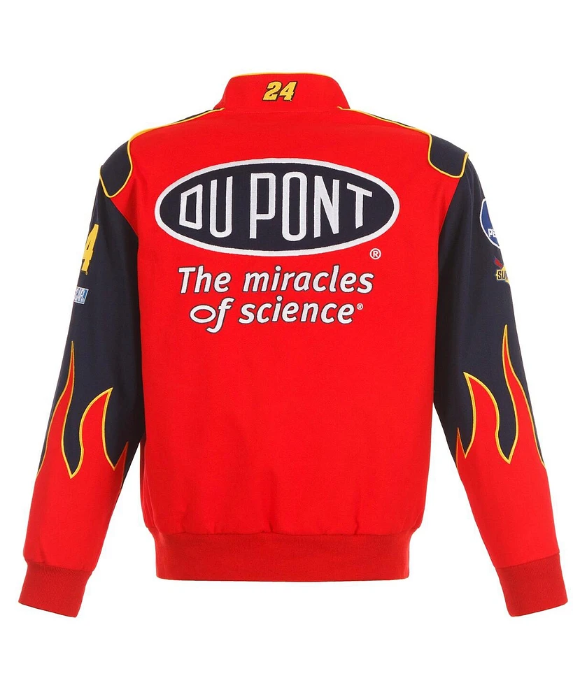 Jh Design Men's Red Jeff Gordon DuPont Twill Driver Uniform Full-Snap Jacket