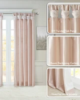 Madison Park Emilia Twist Tab Lined Window Curtain Panel, Single Curtain with Privacy Lining for Bedroom and Living Room, 108 inch length Single Curta