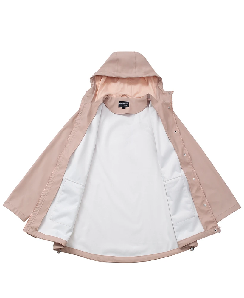 Rokka&Rolla Women's Waterproof Rain Coat Rubberized Jacket
