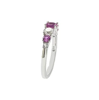 Suzy Levian Sterling Silver Sapphire & Created White 7 Stone Multi Level Band Ring