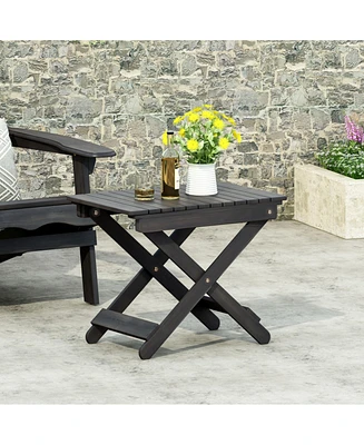 Outdoor Folding Wooden Side Table, Dark Gray, 15"D x 22.75"W x 18.25"H