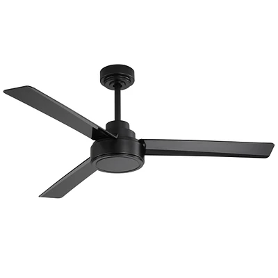 52 Inch Black Ceiling Fan Without Light, High Capacity Dc Motor