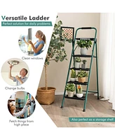 4 Step Ladder Folding Portable Anti-Slip Steel Step Stool 330lbs with Tool Platform