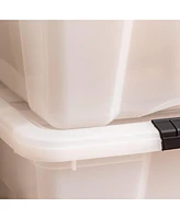 Iris 4 Pack 72qt Plastic Storage Bin with Lid and Secure Latching Buckles, Pearl