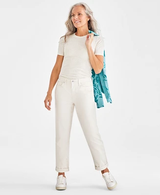 Style & Co Petite Mid-Rise Cuffed Girlfriend Jeans, Exclusively at Macy's