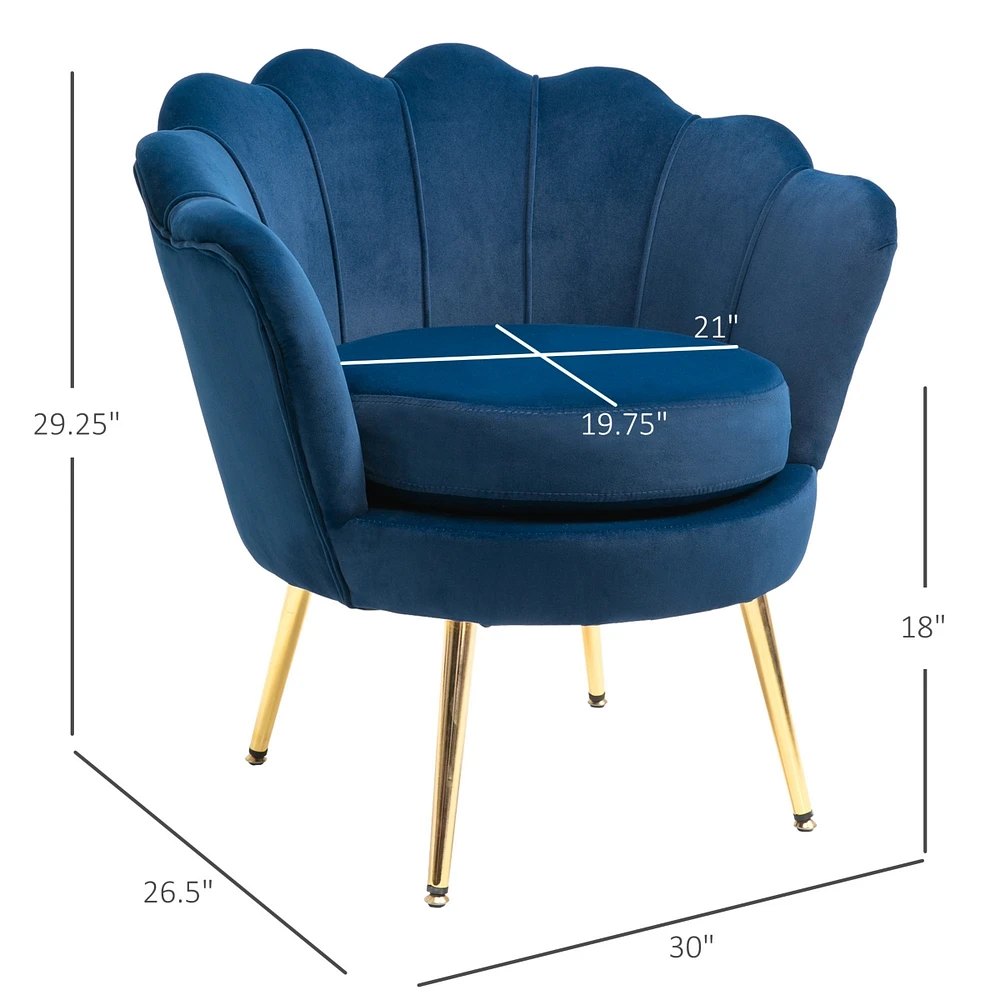 Homcom Velvet-Touch Fabric Accent Chair/Leisure Club Chair for Living Room