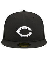 New Era Men's Black Cincinnati Reds Logo 59FIFTY Fitted Hat