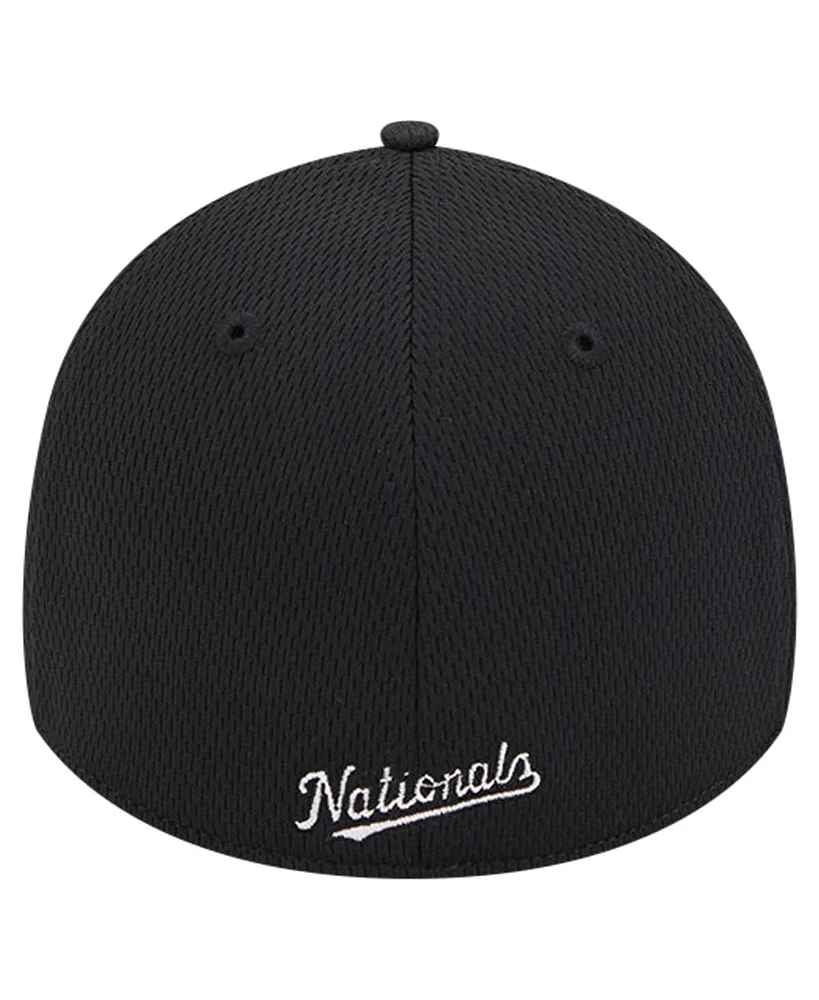 New Era Men's Black Washington Nationals Active Dash Mark 39THIRTY Flex Hat