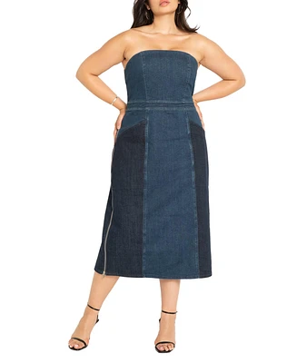 Eloquii Plus Size Strapless Denim Dress