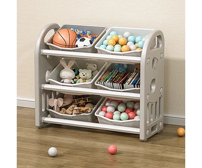 Kids Toy Storage Organizer with 6 Bins, Multi-functional Children's Unit