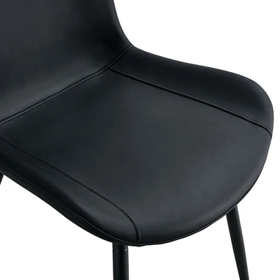 Streamdale Furniture Black Leatherback Dining Chairs with Curved Cushions (Set of 6)