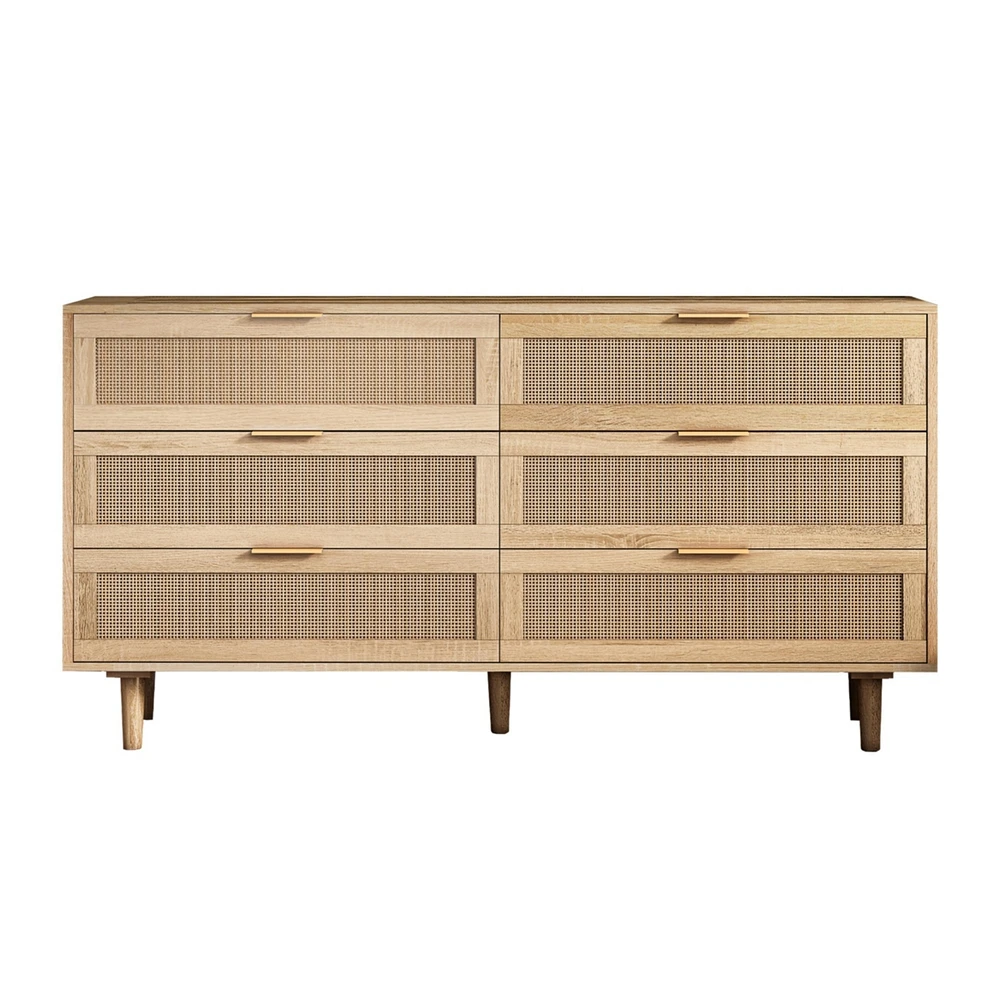 Natural Rattan Dresser with Ample Storage and Anti-Tip Safety